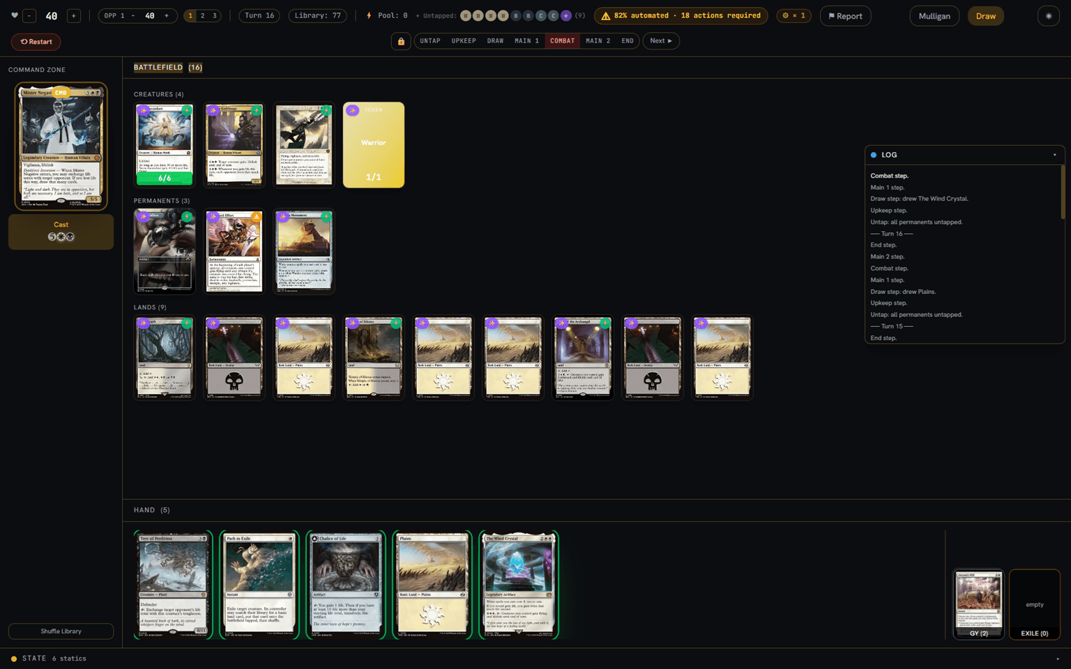 Solo playtest simulator mid-game